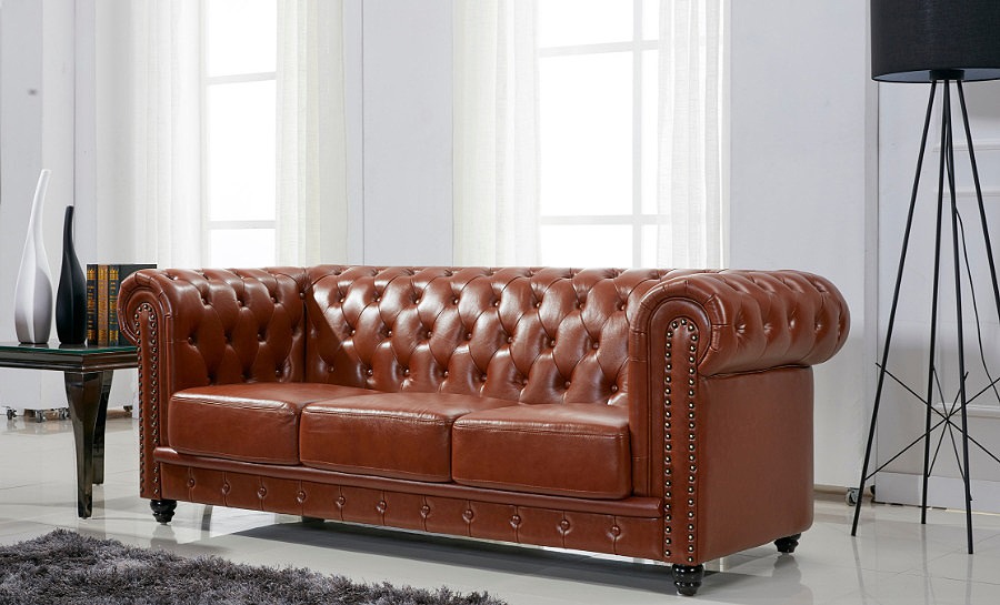 Europa A Chesterfield 3 Seater Leather Sofa